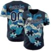 Custom Blue Navy-Cream 3D Tobe Fonseca Kanagawa Heart Puzzle Authentic Baseball Jersey