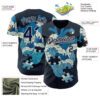 Custom Blue Navy-Cream 3D Tobe Fonseca Kanagawa Heart Puzzle Authentic Baseball Jersey