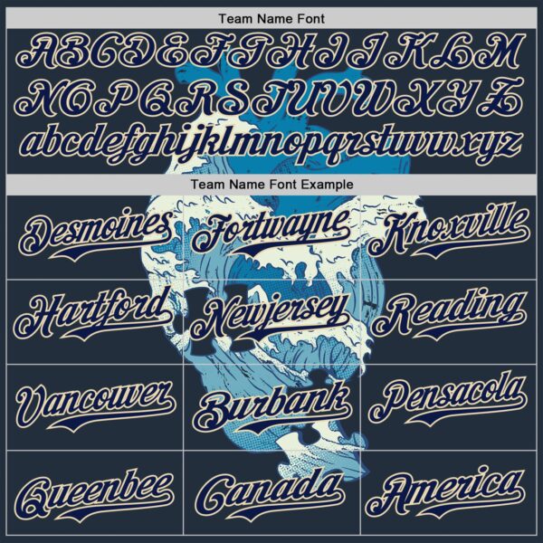 Custom Blue Navy-Cream 3D Tobe Fonseca Kanagawa Heart Puzzle Authentic Baseball Jersey