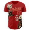 Custom Red Red-City Cream 3D Tobe Fonseca Katsuki Cat Japanese Anime Authentic Baseball Jersey