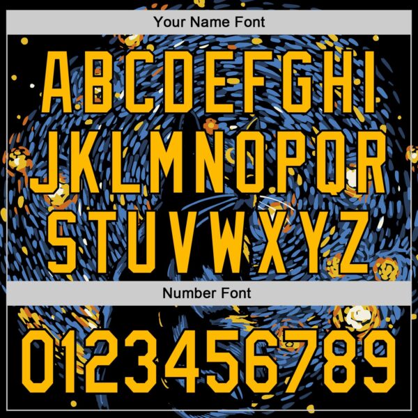 Custom Blue Gold-Black 3D Tobe Fonseca Luna Dreams Starry Night Authentic Baseball Jersey