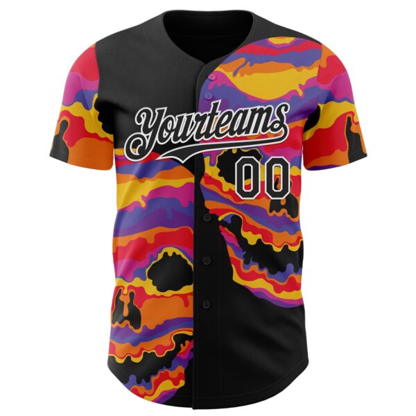 Custom Black Black-White 3D Tobe Fonseca Melting Inside Skull Authentic Baseball Jersey