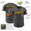 Custom Steel Gray Yellow-Black 3D Tobe Fonseca Samurai Skull Japanese Authentic Baseball Jersey