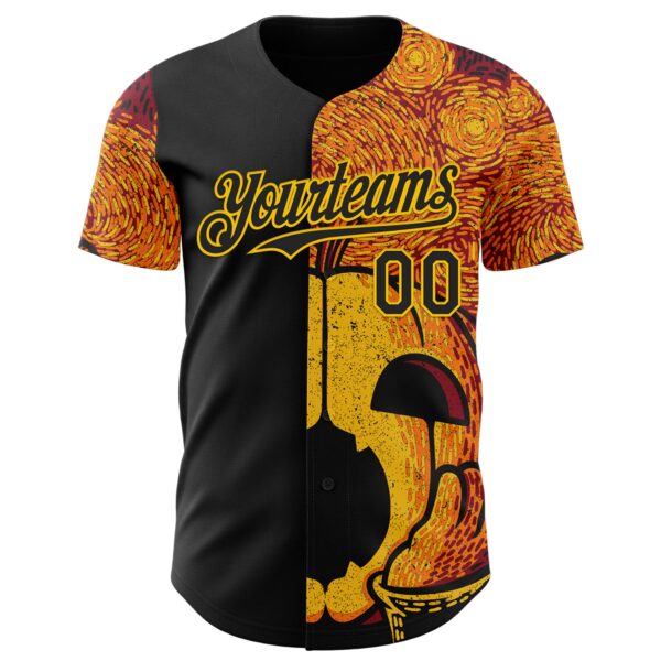 Custom Black Black-Yellow 3D Tobe Fonseca The Starry Halloween Night Authentic Baseball Jersey