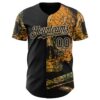 Custom Black Black-Vegas Gold 3D Tobe Fonseca Treasure Map Skull Authentic Baseball Jersey