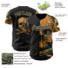 Custom Black Black-Vegas Gold 3D Tobe Fonseca Treasure Map Skull Authentic Baseball Jersey