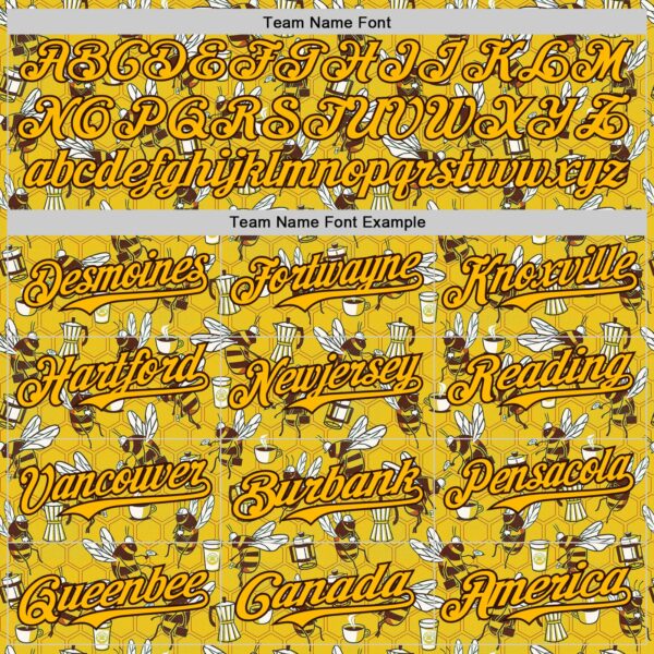 Custom Gold Black 3D Tobe Fonseca Coffee Worker Bee Authentic Baseball Jersey