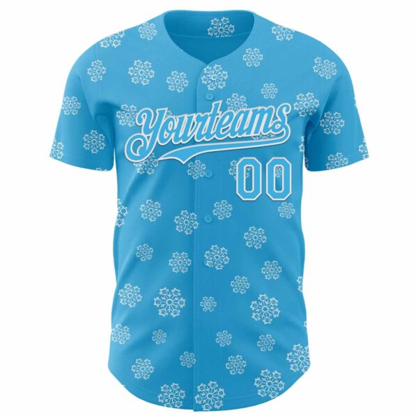 Custom Sky Blue Sky Blue-White 3D Tobe Fonseca Snowflake Cat Winter Authentic Baseball Jersey