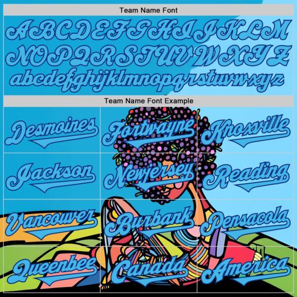 Custom Blue Sky Blue-Royal Ninhol Afro Authentic Baseball Jersey