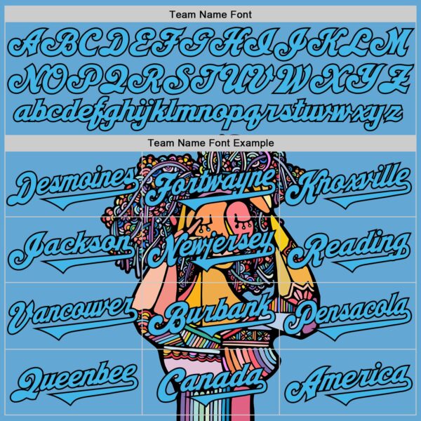 Custom Blue Sky Blue-Black Ninhol Black Flowers Authentic Baseball Jersey