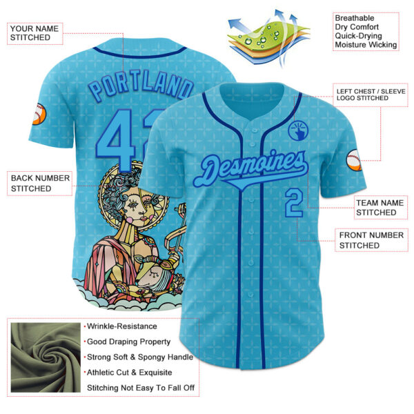Custom Blue Sky Blue Thunder Blue-Royal Ninhol Joao Authentic Baseball Jersey