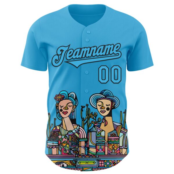 Custom Blue Sky Blue-Black Ninhol Pau De Arara Authentic Baseball Jersey