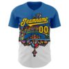 Custom Blue Yellow-Black Ninhol PE Authentic Baseball Jersey