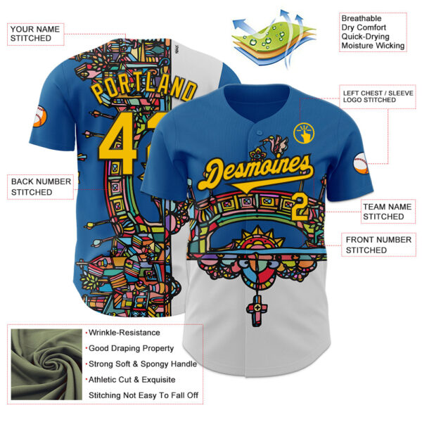 Custom Blue Yellow-Black Ninhol PE Authentic Baseball Jersey