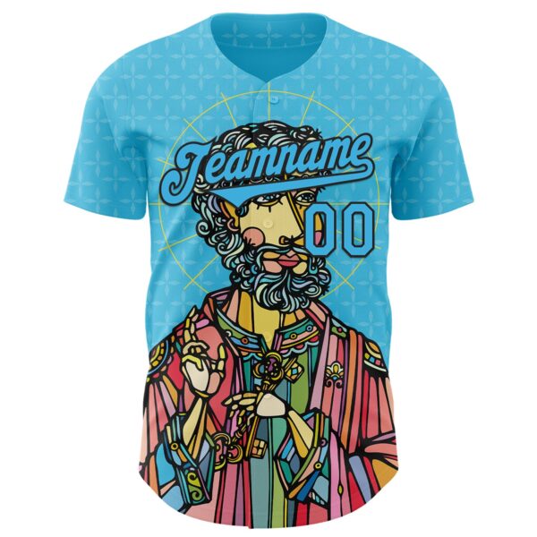 Custom Blue Sky Blue-Black Ninhol Pedro Authentic Baseball Jersey