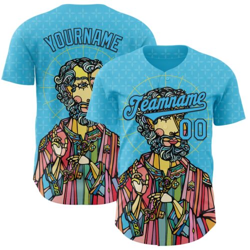 Custom Blue Sky Blue-Black Ninhol Pedro Authentic Baseball Jersey