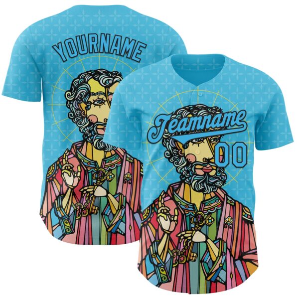 Custom Blue Sky Blue-Black Ninhol Pedro Authentic Baseball Jersey