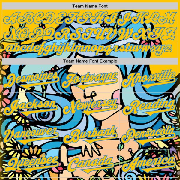 Custom Gold Electric Blue Ninhol Play with Birds Blue Authentic Baseball Jersey