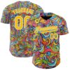 Custom Red Yellow-White Ninhol Summertime Authentic Baseball Jersey