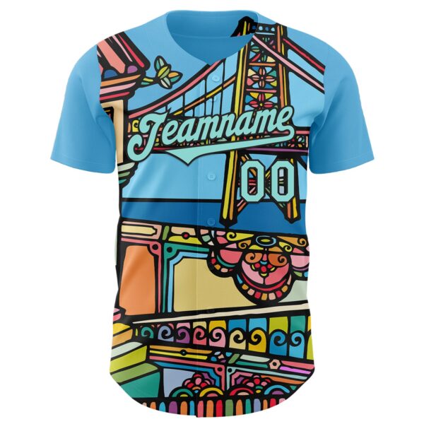 Custom Blue Ice Blue-Black Ninhol Untitled Authentic Baseball Jersey