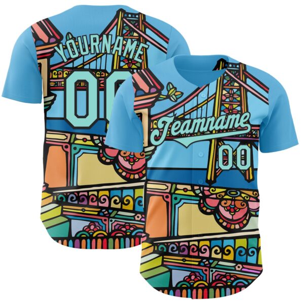 Custom Blue Ice Blue-Black Ninhol Untitled Authentic Baseball Jersey