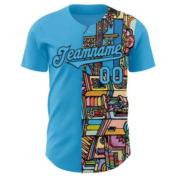 Custom Blue Sky Blue-Black Ninhol Untitled Authentic Baseball Jersey