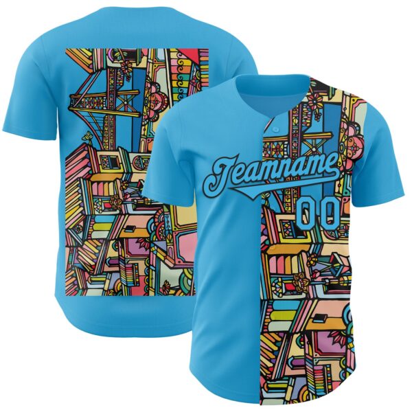 Custom Blue Sky Blue-Black Ninhol Untitled Authentic Baseball Jersey