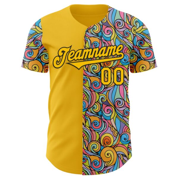 Custom Yellow Black Ninhol Waves Authentic Baseball Jersey