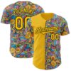 Custom Yellow Black Ninhol Waves Authentic Baseball Jersey