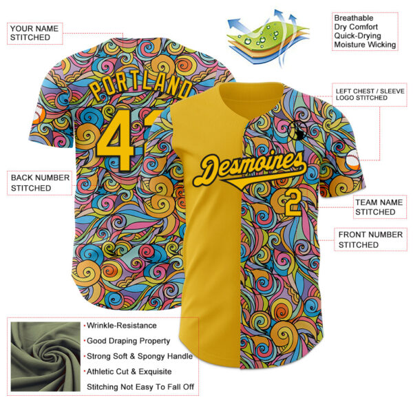 Custom Yellow Black Ninhol Waves Authentic Baseball Jersey