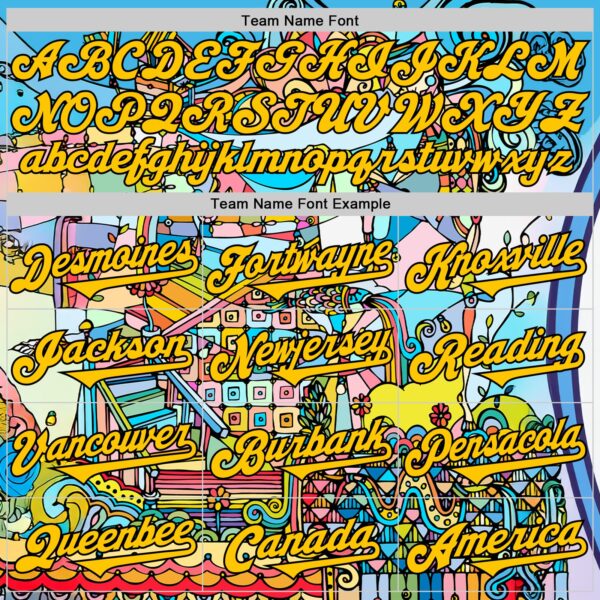 Custom Sky Blue Yellow-Black Ninhol Wonderland Authentic Baseball Jersey