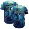 Custom Blue Black-Ice Blue Tom Wood What Dwells Below Authentic Baseball Jersey