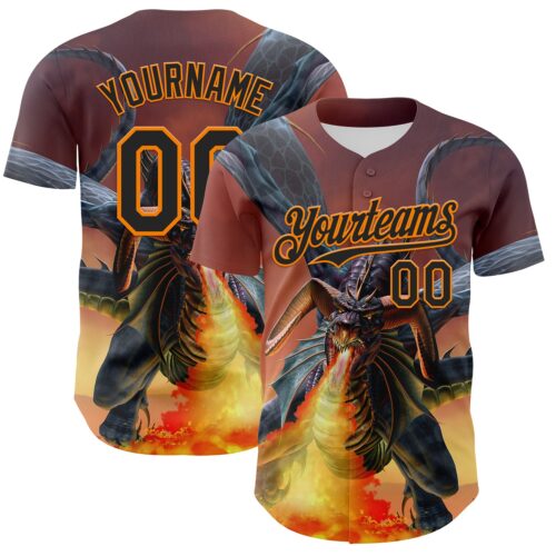 Artist0384 Custom Black Bay Orange Tom Wood Line of Fire Authentic Baseball Jersey