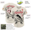 Custom Cream White-Red Episodic Drawing Moon Bird Authentic Baseball Jersey