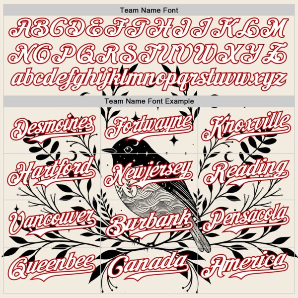 Custom Cream White-Red Episodic Drawing Moon Bird Authentic Baseball Jersey