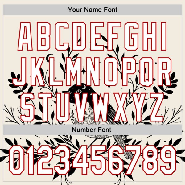 Custom Cream White-Red Episodic Drawing Moon Bird Authentic Baseball Jersey