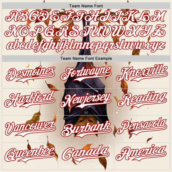 Custom Cream White-Red Episodic Drawing Autumn Fox Authentic Baseball Jersey