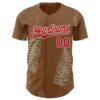 Custom Brown Red-White Episodic Drawing Autumn Ferns Authentic Baseball Jersey