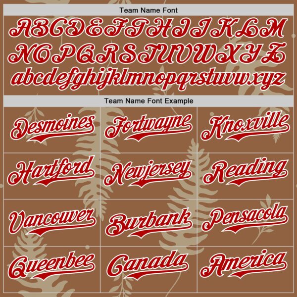 Custom Brown Red-White Episodic Drawing Autumn Ferns Authentic Baseball Jersey