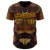 Custom Brown Gold Episodic Drawing Autumn Moth Authentic Baseball Jersey