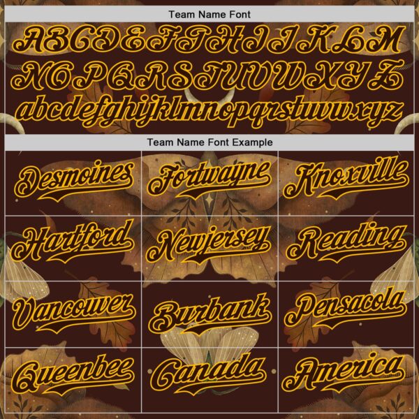 Custom Brown Gold Episodic Drawing Autumn Moth Authentic Baseball Jersey