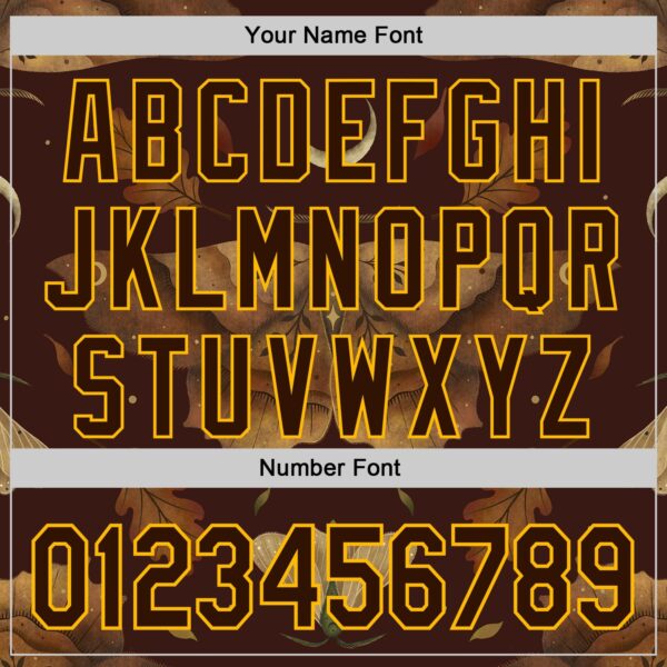 Custom Brown Gold Episodic Drawing Autumn Moth Authentic Baseball Jersey