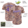 Custom Pink Purple-White Episodic Drawing Camellia Blooms Authentic Baseball Jersey