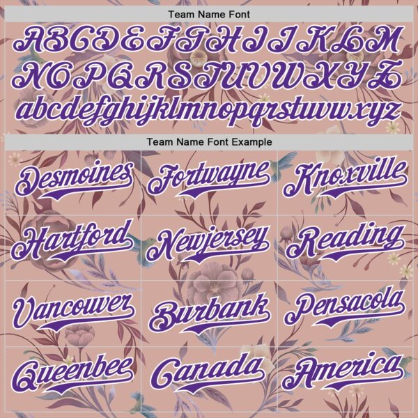 Custom Pink Purple-White Episodic Drawing Camellia Blooms Authentic Baseball Jersey