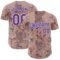 Custom Pink Purple-White Episodic Drawing Camellia Blooms Authentic Baseball Jersey