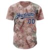 Custom Pink Navy-White Episodic Drawing Carnation Authentic Baseball Jersey