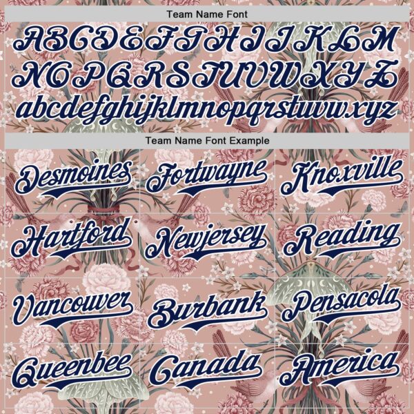 Custom Pink Navy-White Episodic Drawing Carnation Authentic Baseball Jersey