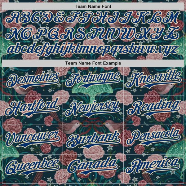 Custom Pink US Navy Blue-Cream Episodic Drawing Carnation Authentic Baseball Jersey