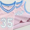 Custom Light Pink White-Light Blue Authentic Throwback Basketball Jersey