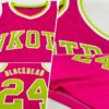Custom Pink Neon Green-White Authentic Throwback Basketball Jersey